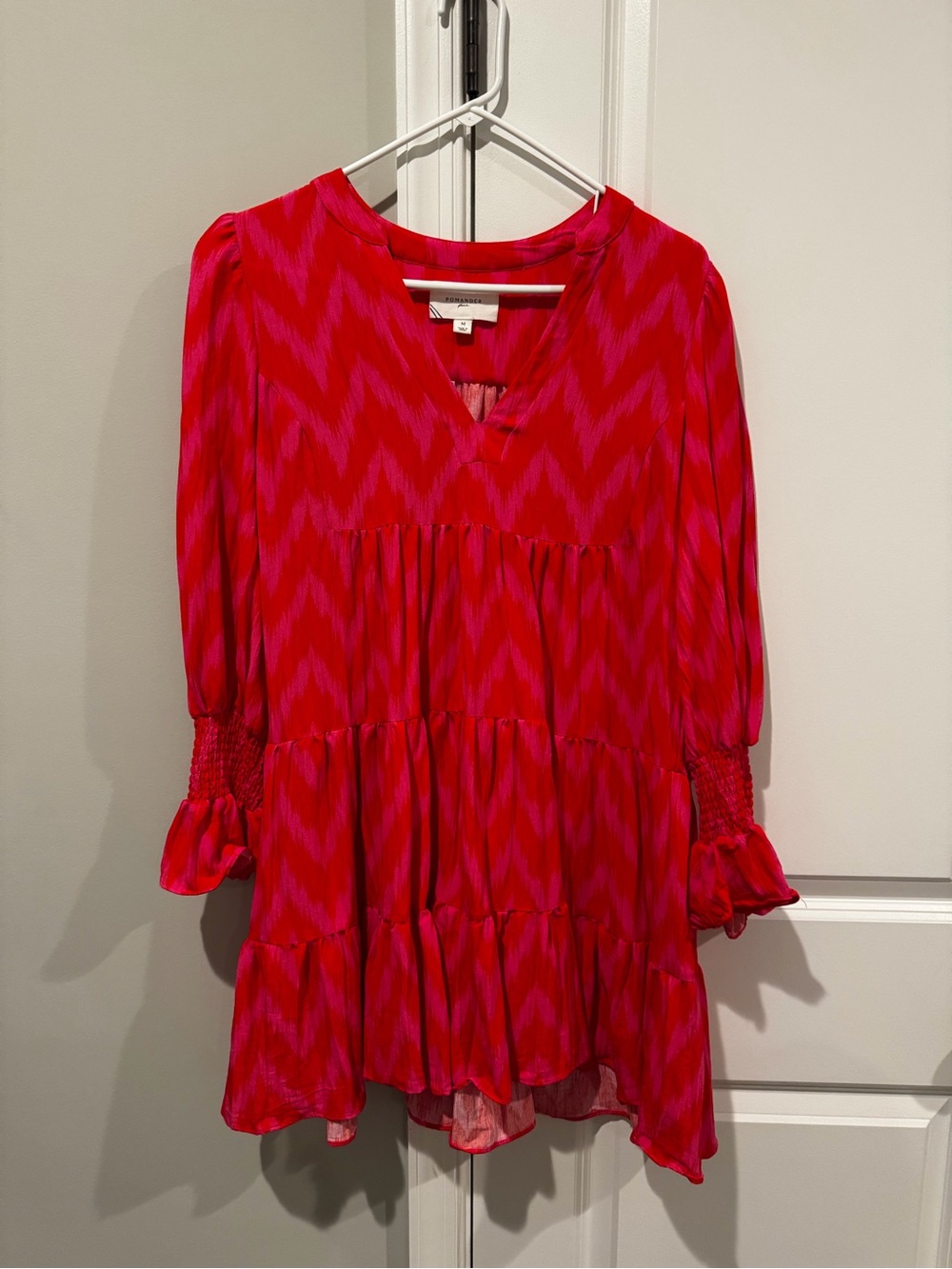 Tuckernuck Hot Pink Ikat Kenzo Tiered Mini Dress Medium